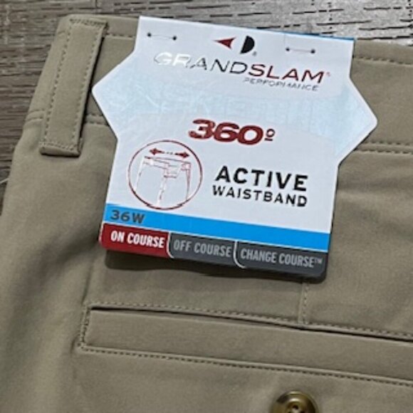 NEW Grand‎ Slam Performance Tan Golf Shorts Men’s Size 36 NWT - Picture 10 of 14